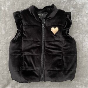 Buffalo David Bitton Black Plush Puffer Vest Toddler 3T Quilted Heart Zip
